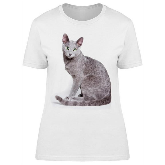 Russian Blue Cat Ring-Tailed T-Shirt Women -Image by Shutterstock, Female XX-Large