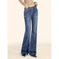 thumbnail image 2 of EMMIOL Women's Mid Rise Flared Bell Bottom Stretch Wide Leg Jeans Y2K 90s Boyfriends Denim Pants, 2 of 4
