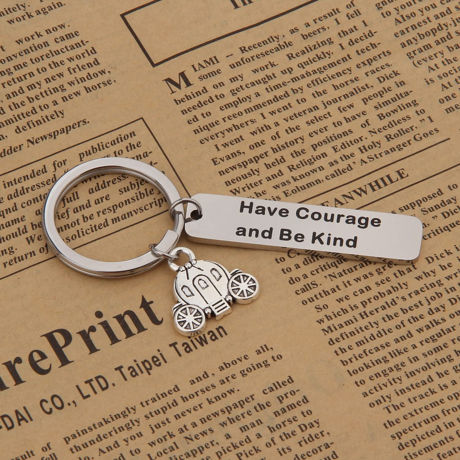 Have Courage and Be Kind Keychain Pumpkin Carriage Charm Back to School Gift