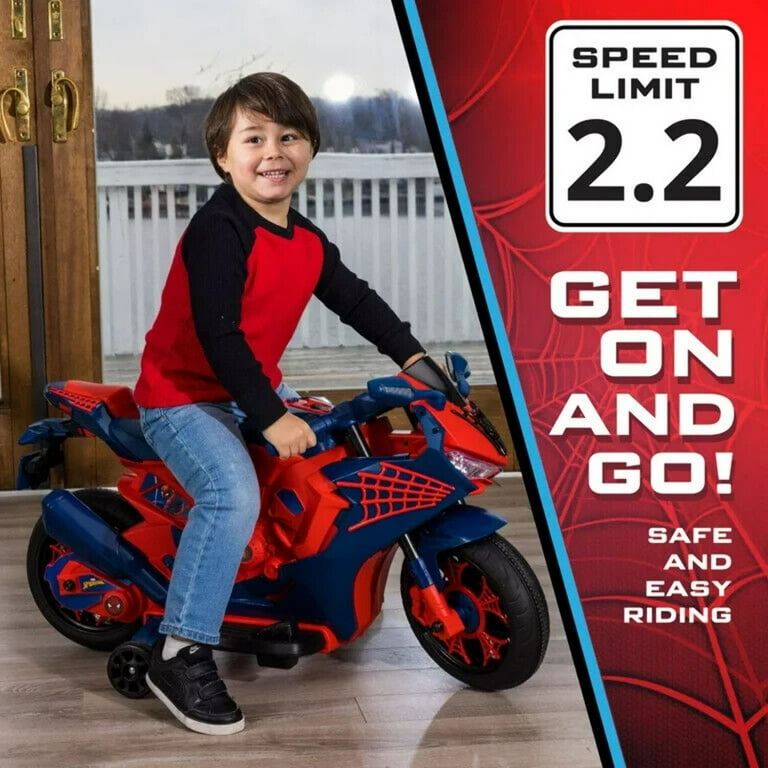 Spiderman 6V Motorcycle Ride On for Kids Ages 3 with Rechargeable Battery Supports up to 65lbs Walmart
