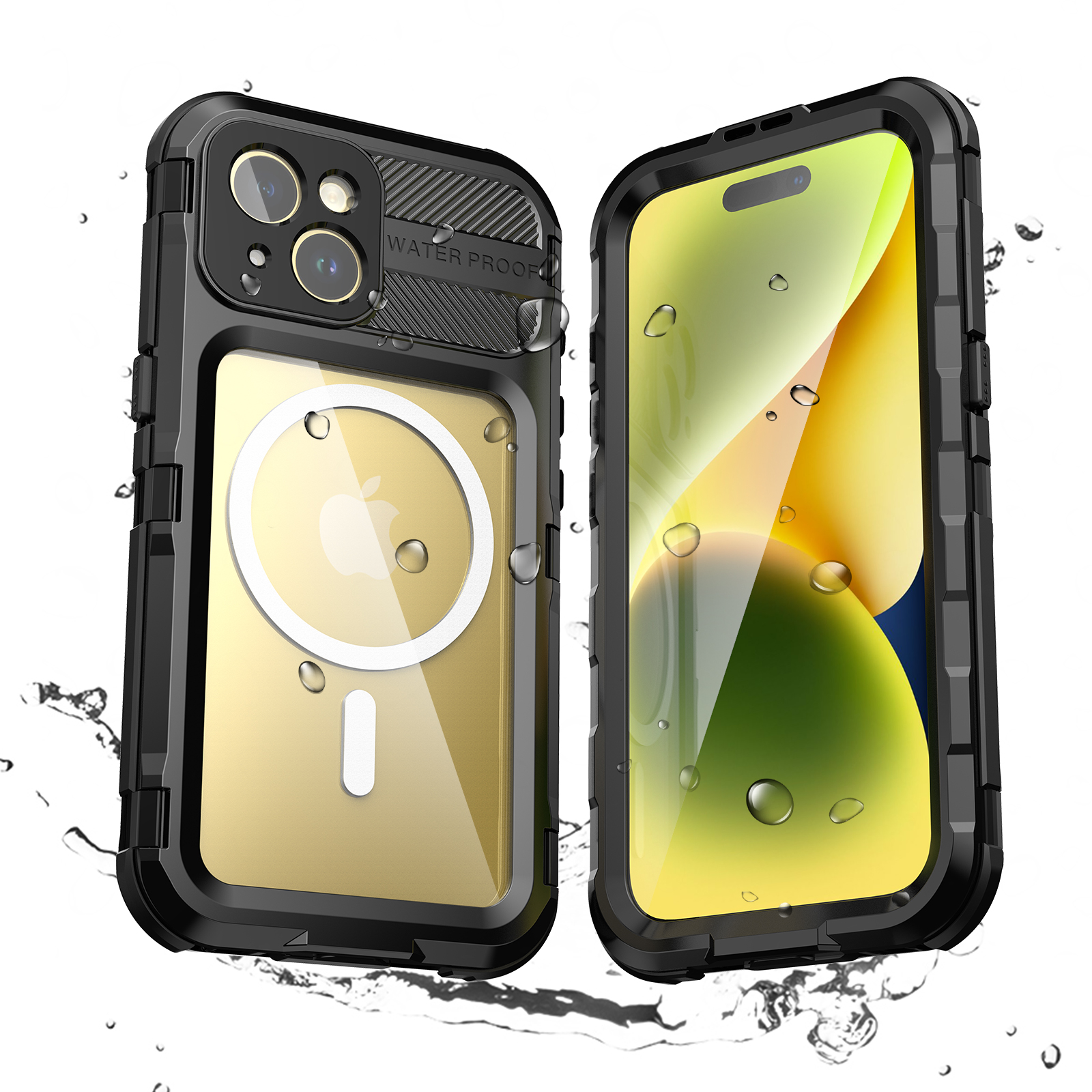 for iPhone 15 Pro Case, IP68 Waterproof Dustproof Shockproof Cases with Built-in Screen Protector, Full Body Sealed Protective Front and Back Cover for iPhone 15 Pro, 6.1 inch, Black