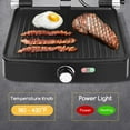 thumbnail image 6 of Panini Press, 4 Slice Grill Sandwich Maker and Griddle Grill Combo with Non-Stick Plates, Opens 180° for Indoor BBQ /Flat Top Grill, Stainless Steel, 1200W, 6 of 9