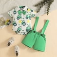 thumbnail image 2 of Toddler Boy Summer OutfitsTractor Print Raglan T-Shirt and Matching All-Over Print Shorts Cute Little Boys Outfits 2-7 Years, 2 of 6