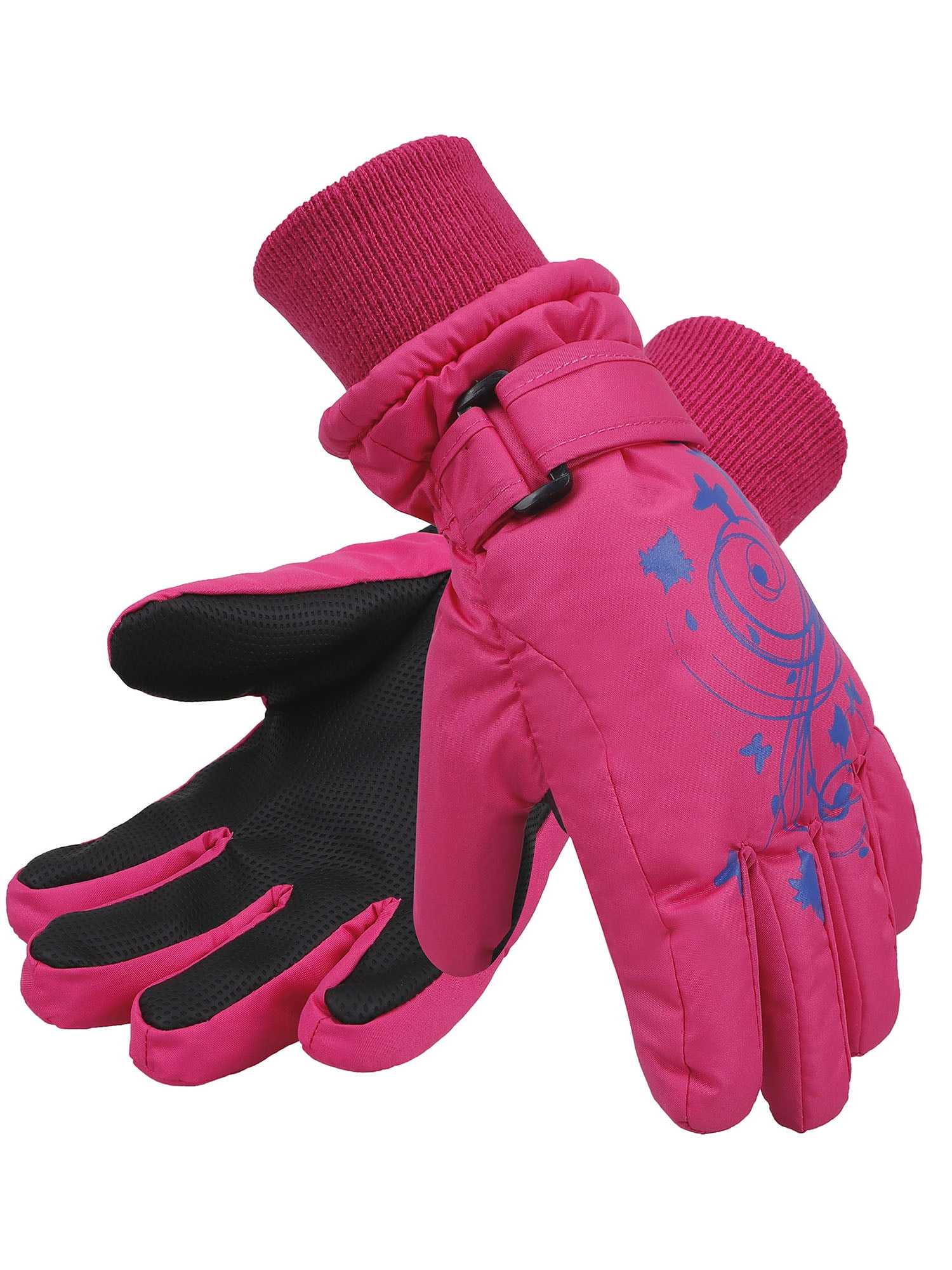 Girl's Waterproof Winter Snowboard&Ski Gloves, Butterfly Print,M,Pink