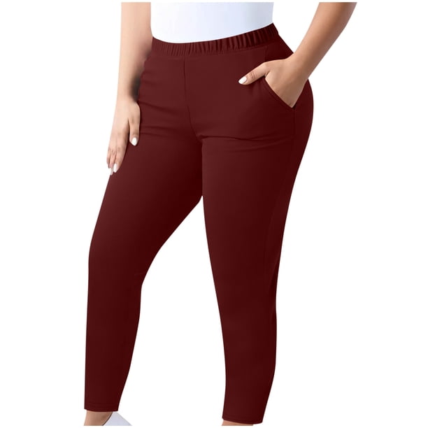 TaTaai Women's Plus Size Casual Yoga Pants with Pockets High Waist Elastic Stretchy Solid Color Sports Leggings Comfy Lounge Trousers Daily Workout Home Bottoms Gift
