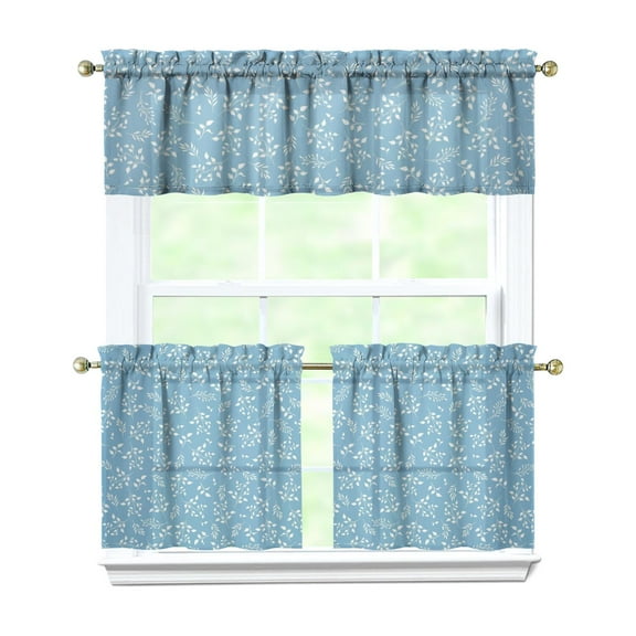 Kitchen Curtains 24 Inch Short - 3 Panel Set, Vintage Floral Butterfly Bee Botanical Print, Rod Pocket Window Curtain for Farmhouse, Modern Rustic, Spring Summer Decor, Easy Wash