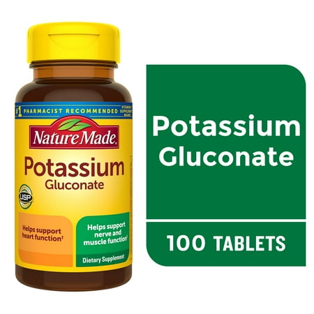 Nature Made Potassium Gluconate 550 mg Tablets, Dietary Supplement, 100 Count