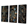 thumbnail image 3 of Designart "Retro Fractal Universe in Gold and Teal I" Fractals Wall Art Set Of 3 - Transitional Gold Canvas Set For Living Room Decor, 3 of 6