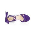 thumbnail image 4 of BLISSFUL STEP Women's Sandals High Block Heels Solid Color Lace up Sandals Purple 6, 4 of 6