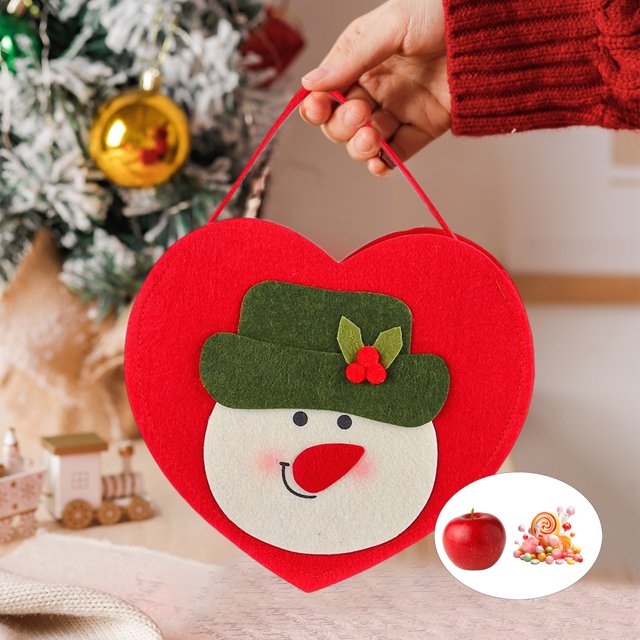 Bolsa de regalo navideña reutilizable | Bolsa para galletas y dulces | Recuerdos de fiesta de tela no tejida | Colores verde, amarillo y rojo | 26 x 20 x 6 cm