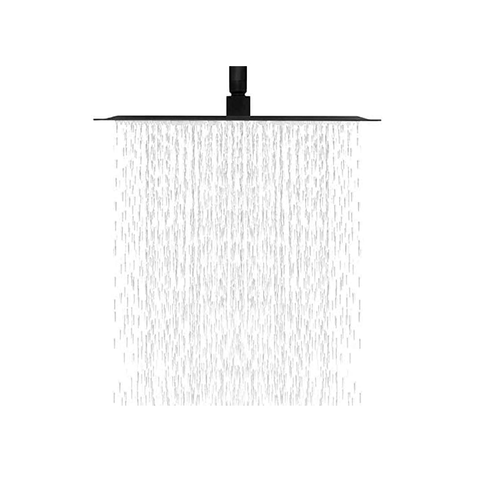 12"Rain Fixed Shower Head Stainless Steel 360° Rotataion with Brass Shower Arm Black