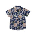 thumbnail image 6 of Raenseen Kids Boys Summer Hawaiian Shirts Floral Print Short Sleeve Button Shirts Tropical Luau Shirts Blouse Tops Type F 5-6, 6 of 7