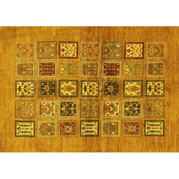 Ahgly Company Machine Washable Indoor Rectangle Abstract Yellow Modern Area Rugs, 2' x 3'