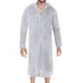 thumbnail image 1 of QHFBli Men's Fuzzy Bath Robe, Plush Long Zip Front Flannel Bathrobe Loungewear Soft Warm Cozy Spa Shower Robe for Winter, 1 of 5