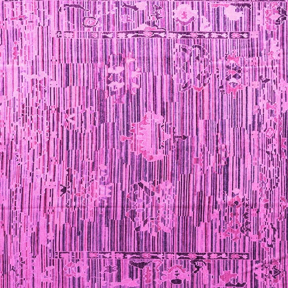 Ahgly Company Indoor Square Abstract Pink Modern Area Rugs, 8' Square