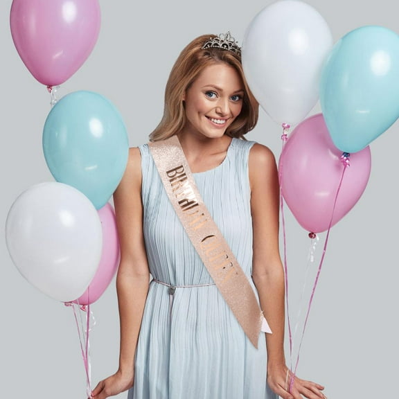 Soimiss 1Set Golden Birthday Sash and Crown Set Comfortable Party Decoration Accessories