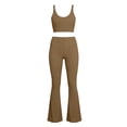 thumbnail image 5 of Xuyuer Women's Solid Sleeveless V-Neck Cross Design Flare Pants Off-Shoulder Crop Top Vest Fitness Yoga Set - Activewear Outfit, Pants for Women, 5 of 6