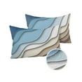 thumbnail image 2 of Modern Abstract Wave Lines Outdoor Pillow Covers Set of 2,Decorative Waterproof Throw Pillow Case,Ombre Blue White Brown Color Block Cotton Linen Soft Cozy Cushion Pillowcases, 2 of 7