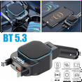 thumbnail image 2 of Transmisor FM Bluetooth 5.3 para Coche, Reproductor MP3, 96 W, PD Tipo-C + QC3.0, Cargador Rápido para Coche con 2 Cables Retráctiles, 2 of 5