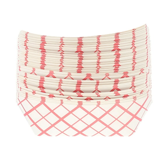 ACDANC 2026 New 50Pcs Paper Trays Red and White Grease Resistant Paper Serving Tray Paper Container Snack Packing Box for Hot Dogs Tacos Fries Nachos