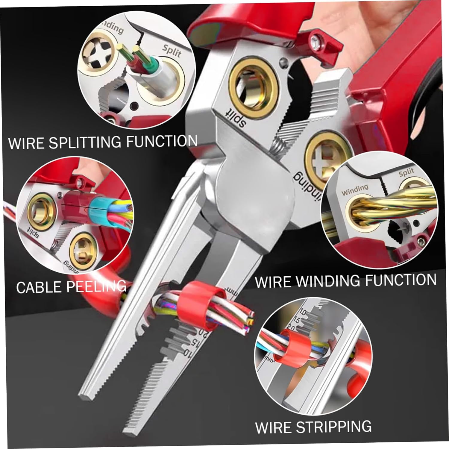 8-in-1 Wire Stripper with Voltage Tester, Stainless Steel Multi-Function Electrical Pliers with Non-Slip Grip for Electricians and DIY Projects Grey 8-in-1 Wire Stripper with Voltage Tester Strippers