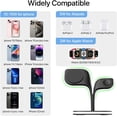 thumbnail image 3 of Estación de carga inalámbrica EXW para cargador Magsafe, compatible con varios dispositivos, compatible con iPhone 15/14/13/12, Apple Watch 1-9, Pro, con LED y adaptador (negro), 3 of 8
