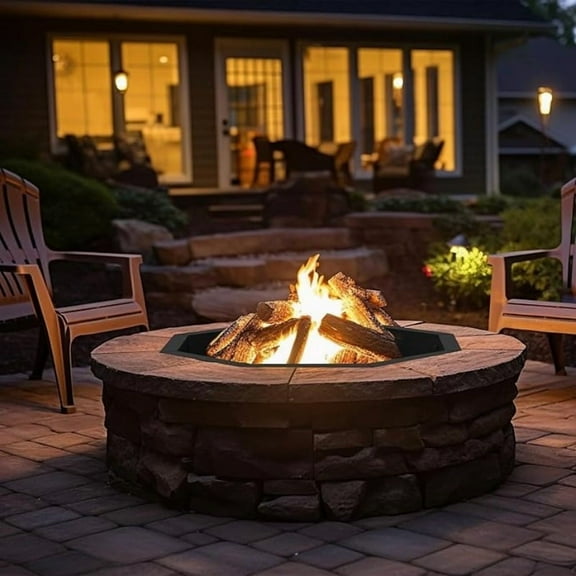 30" Heavy-Duty Octagonal Fire Pit – Rust-Resistant Metal, Solid Iron Ring, Easy Assembly for Outdoor & Camping