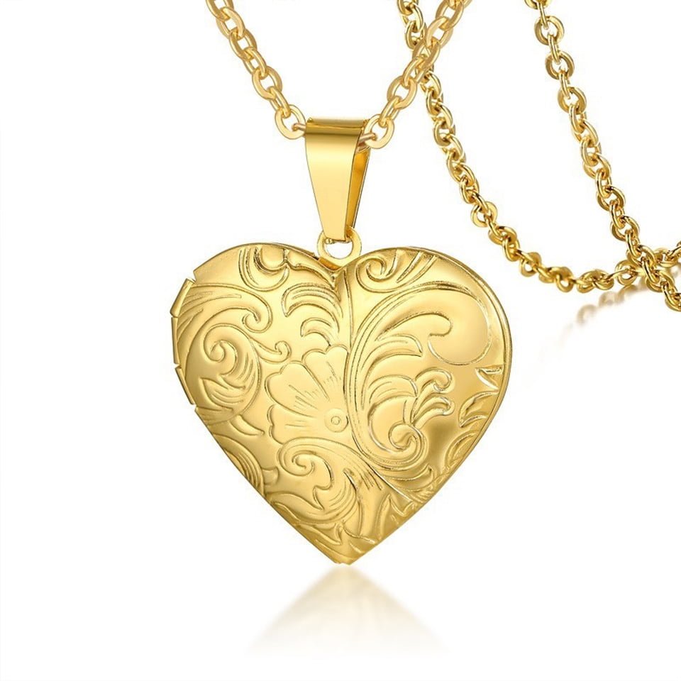 Chicfine Women Heart Locket Necklace Stainless Steel Photo Frame Memory Romantic Pendant Other
