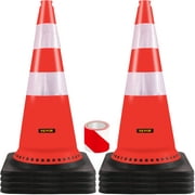 VEVORbrand Safety Cones, 8 x 30" Traffic Cones, PVC Construction Cones, Reflective Collars Traffic Cones w/Black Weighted Base Used for Traffic Control, Driveway Road Parking and School Improvement