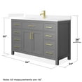thumbnail image 4 of Beckett 54" Dark Gray Single Vanity & White Quartz Top (1-Hole) & Gold Trim, 4 of 5