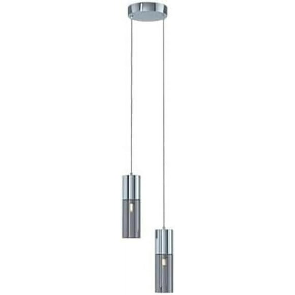 Mini Nordic Decoration Pendant Light Bar Smoke Gray Glass Black Long Linear Hanging Ceiling Lamp Chrome 2-Light Cylinder Mid Century Farmhouse Chandelier for Dining Room Bedroom Cafe