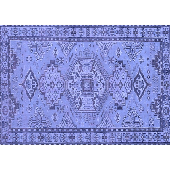 Ahgly Company Machine Washable Indoor Rectangle Persian Blue Traditional Area Rugs, 3' x 5'