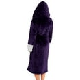 thumbnail image 6 of Rejlun Women Sherpa Robes Solid Color Fuzzy Plush Bathrobe Long Sleeve Sleepwear Plain Dressing Gown Warm Sleeping Fleece Robe Purple XL, 6 of 7