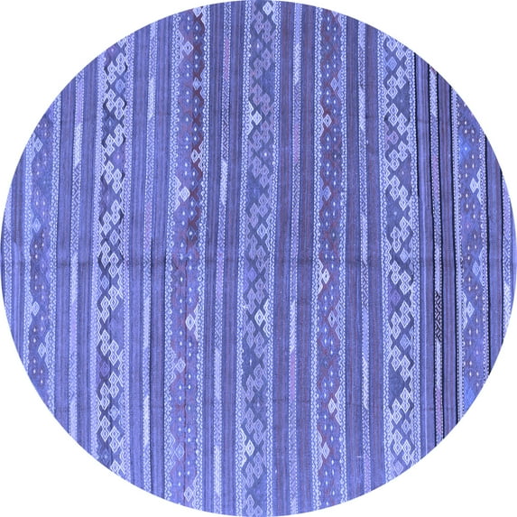 Ahgly Company Machine Washable Indoor Round Southwestern Blue Country Area Rugs, 7' Round
