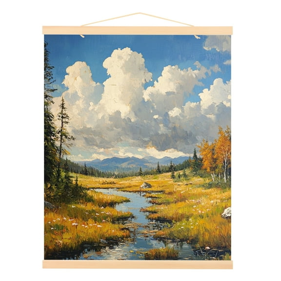 Uxcell 1 Set Magnetic Poster Hanger Frame 16.14" Wooden Magnet Picture Hangers Frames Wide Hanging Kit Wood Color