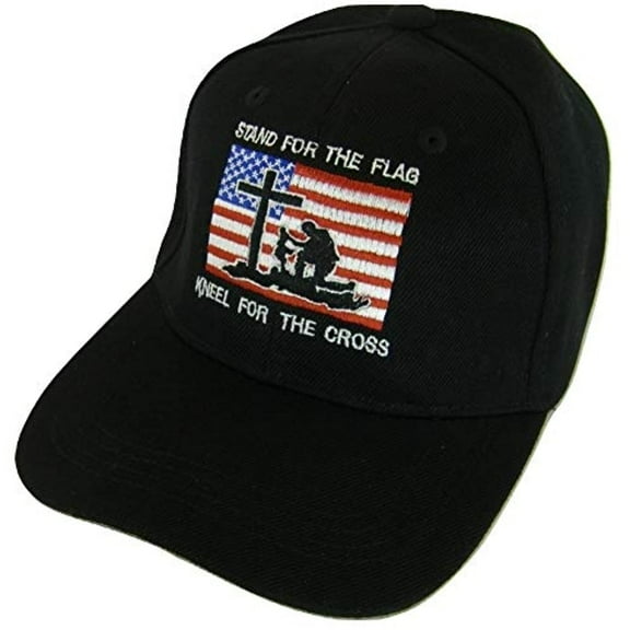 Stand for The Flag Kneel for The Cross Men's Adjustable Baseball Cap (Black)