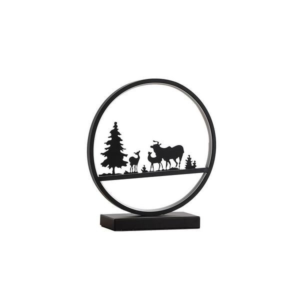 Ore International 12.75" Deer Family Led Black Table Lamp
