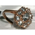 thumbnail image 3 of LBG 14K Solid English Rose Gold Ladies 9 Stone Aquamarine Ring - Size 7.5, 3 of 4