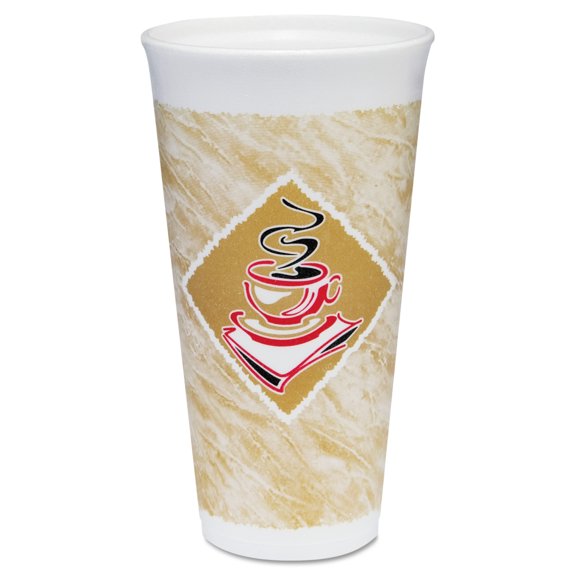 Cafe G Foam Hot/cold Cups, 20 Oz, Brown/red/white, 20/pack | Bundle of 5 Packs
