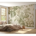 thumbnail image 4 of Floral Wallpaper Wall Mural - Retro Vintage Flowers Cream, 4 of 5