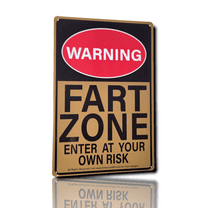 American Wit 8" x 12" Metal Tin Sign (WARNING FART ZONE ENTER AT YOUR OWN RISK) Yellow backgr
