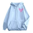thumbnail image 6 of Arlun Womens Zip up Hoodies Pink Ribbon Cancer Awareness Graphic Hooded Sweatshirts Loose Fit Long Sleeve Drawstring Full Zipper Jackets with Pockets Sky Blue2 M, 6 of 6