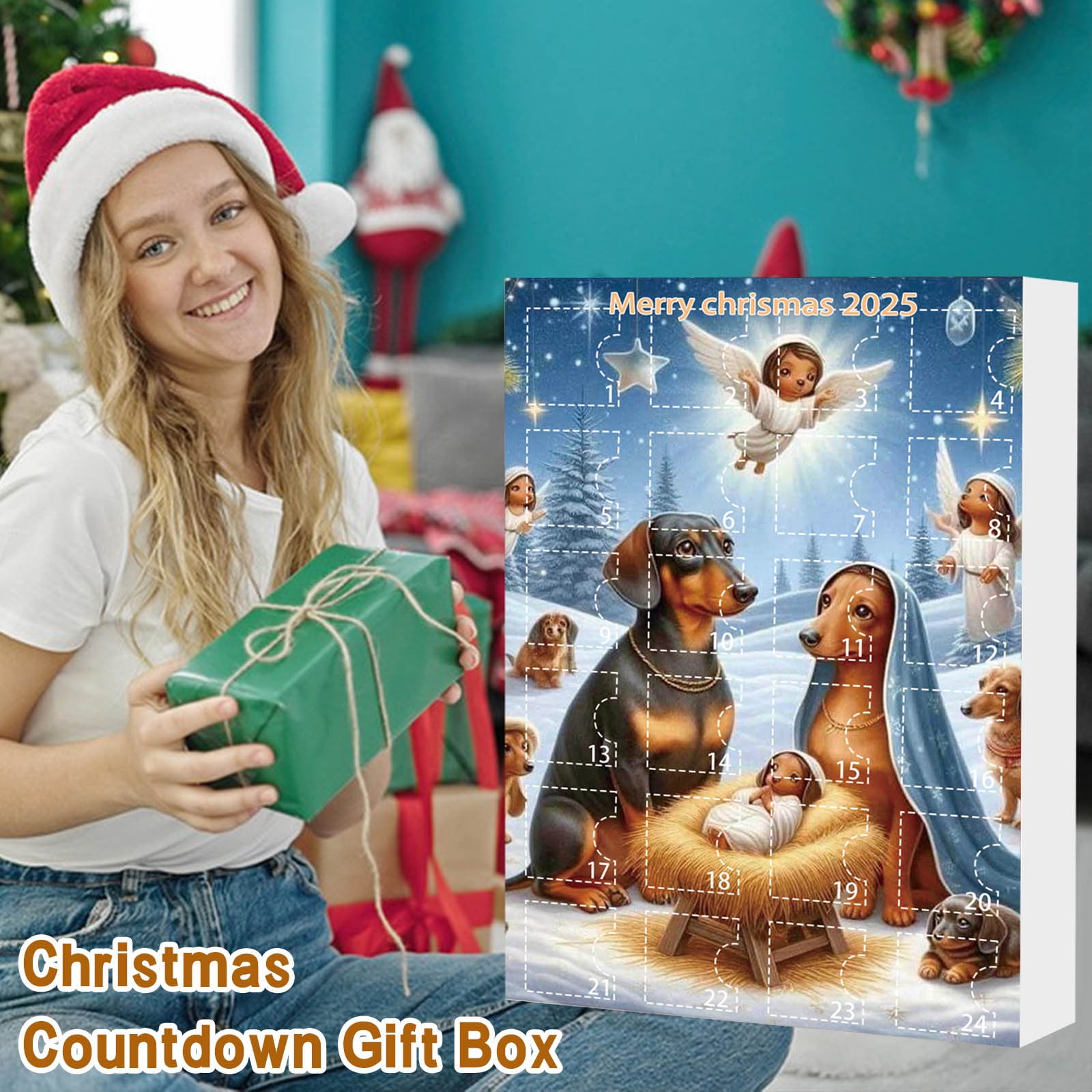 Calendrier De L'Avent Teckel 2024, Calendrier De L'Avent Compte à Rebours De Noël Drôle De Chien, Calendrier De Compte à Rebours De Noël 2024 Avec Jouet Teckel Et Mignon