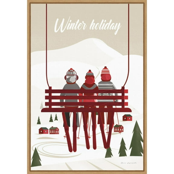 Amanti Art Winter Holiday Red Framed Canvas Wall Art Print