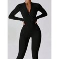 thumbnail image 3 of Fashion Zipper Long Sleeve Fitness Overalls Women Sportswear Quick-dry Gym Yoga Jumpsuit Black Sport Set Women One Piece Outfit, 3 of 6