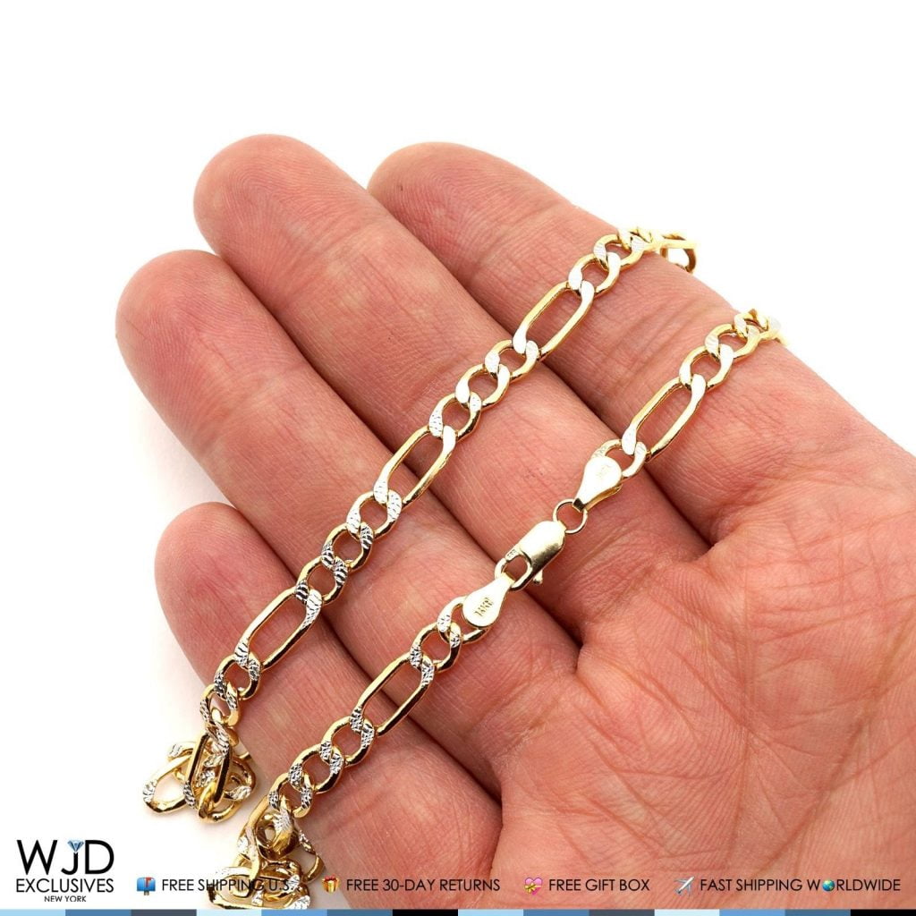 Diamond Cut Figaro Chain Necklace 