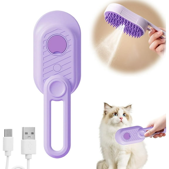 Cat Steam Brush for Shedding, One Button Spray Brushes Cleaning And Hair Removal Comb, Cat Steamy Brush Cleanser with Foldable Handle, Pet Cleaning Spray Comb for Dogs and Cats