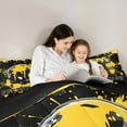 thumbnail image 5 of Manfei American Football Bedding Comforter Set 2pcs for Kids Teens, Rugby Helmet Twin Comforter Sets, Black Yellow Graffiti Splash Bedding Set, Microfiber Bedroom Decor, 5 of 8