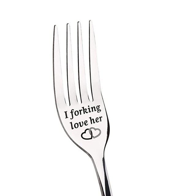 Less Than 5 Tableware Valentine Gift Tableware Engraved Fork Best Present for Husband Madam Family and Friends Tableware Printing Stainless Steel Fork