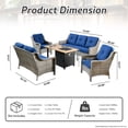 thumbnail image 2 of XIZZI Patio Furniture Set All Weather Rattan Wicker Conversation Set with Smokeless Fire Pit Table,Blue, 2 of 8